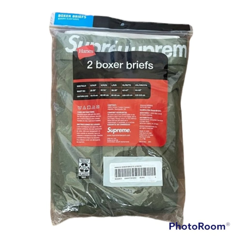 Supreme x Hanes Olive Green Boxer Briefs  (2 Pack) NWT Size Medium - Picture 3 of 3